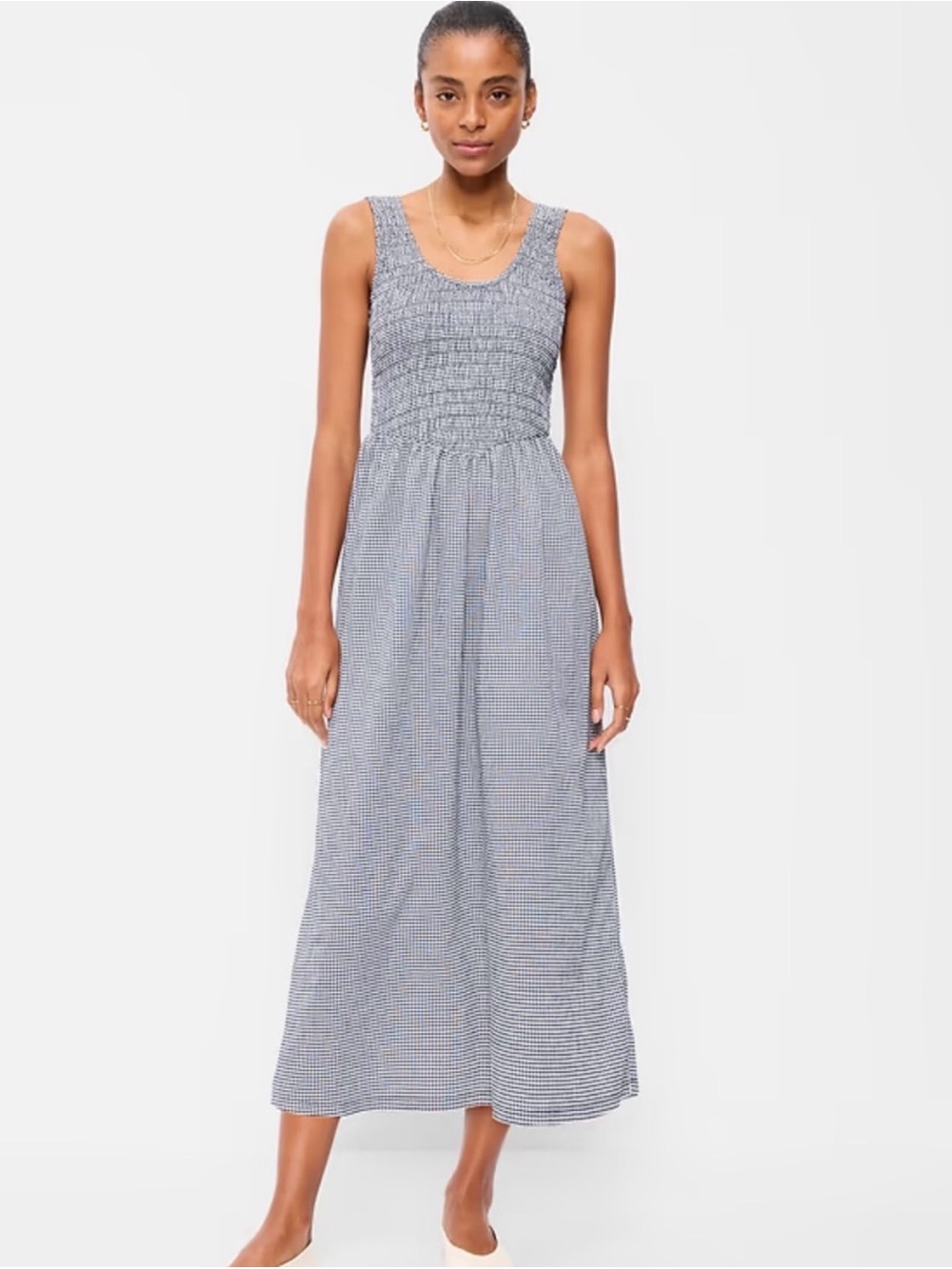 NWT Old Navy Sleeveless Midi Dress in Navy Gingham